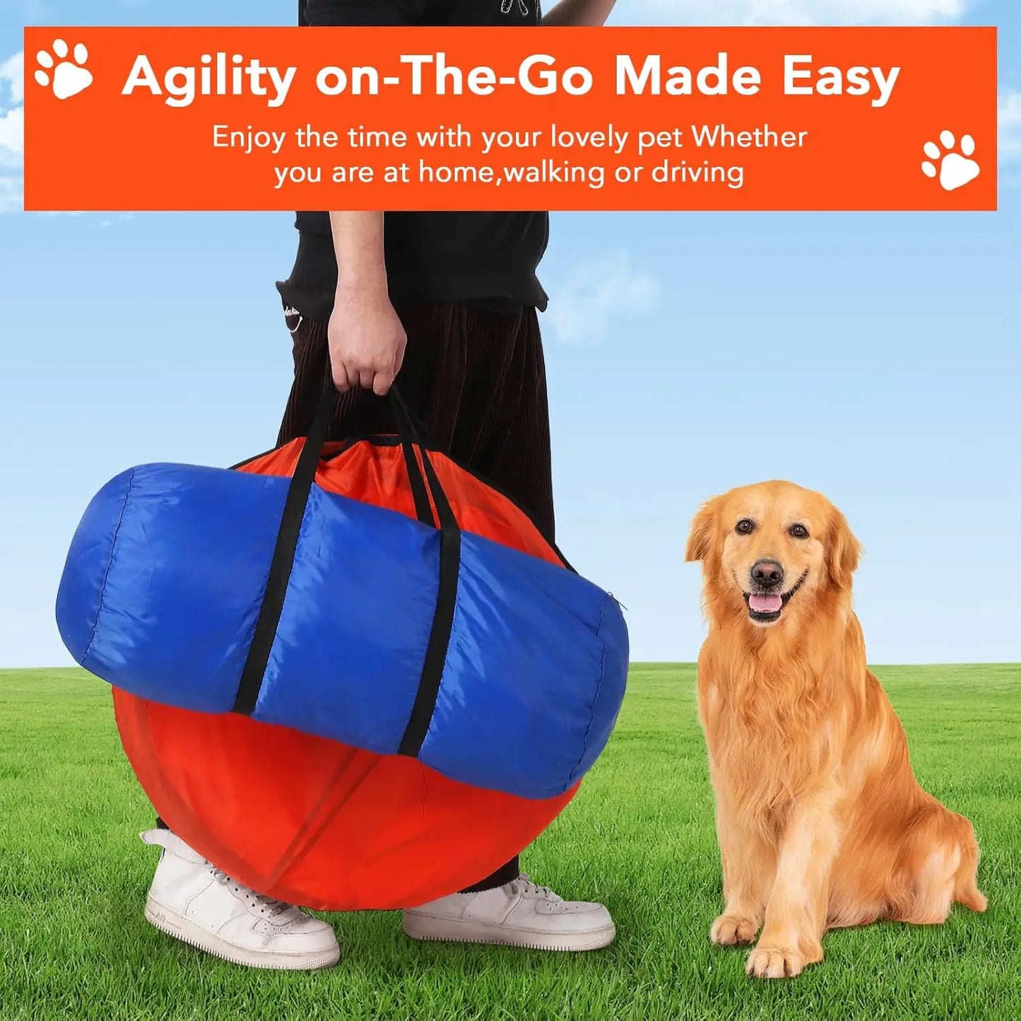 87 Pcs Dog Agile Training Equipment Set Obstacle Course Kit with 70 Inch Tunnel Tire Jump Hurdle Jump and Weave Poles for Outdoor Game