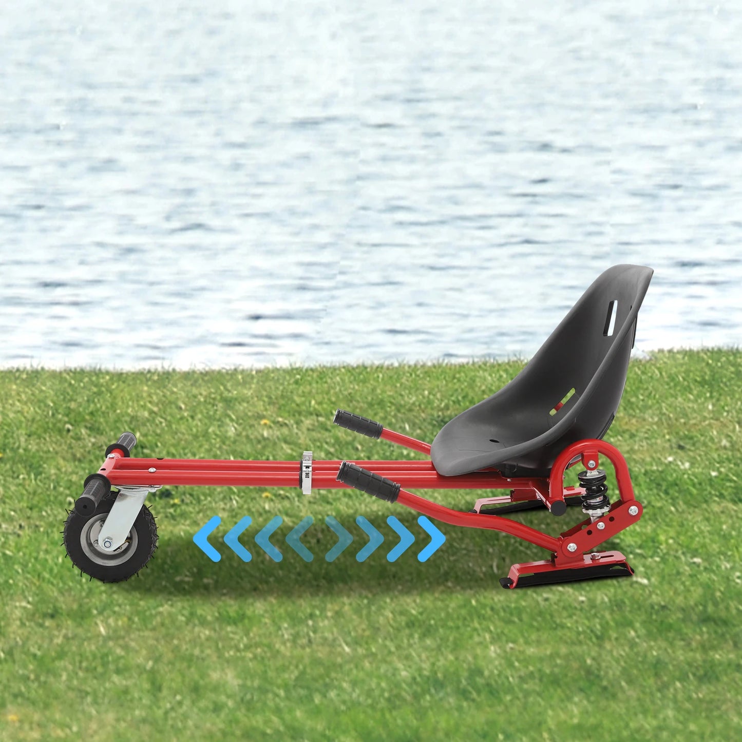 Flexible Balancing Scooter Seat Attachment with Wheel Adjustable Frame Length 27.5-37.4In Hoverboard Seat Load 220 lbs