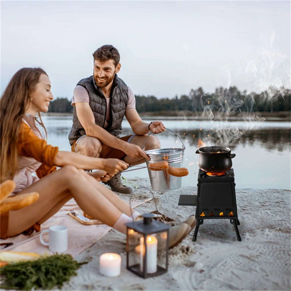 Portable Windproof Outdoor Fire Wood Heater with Burner Stove Bin