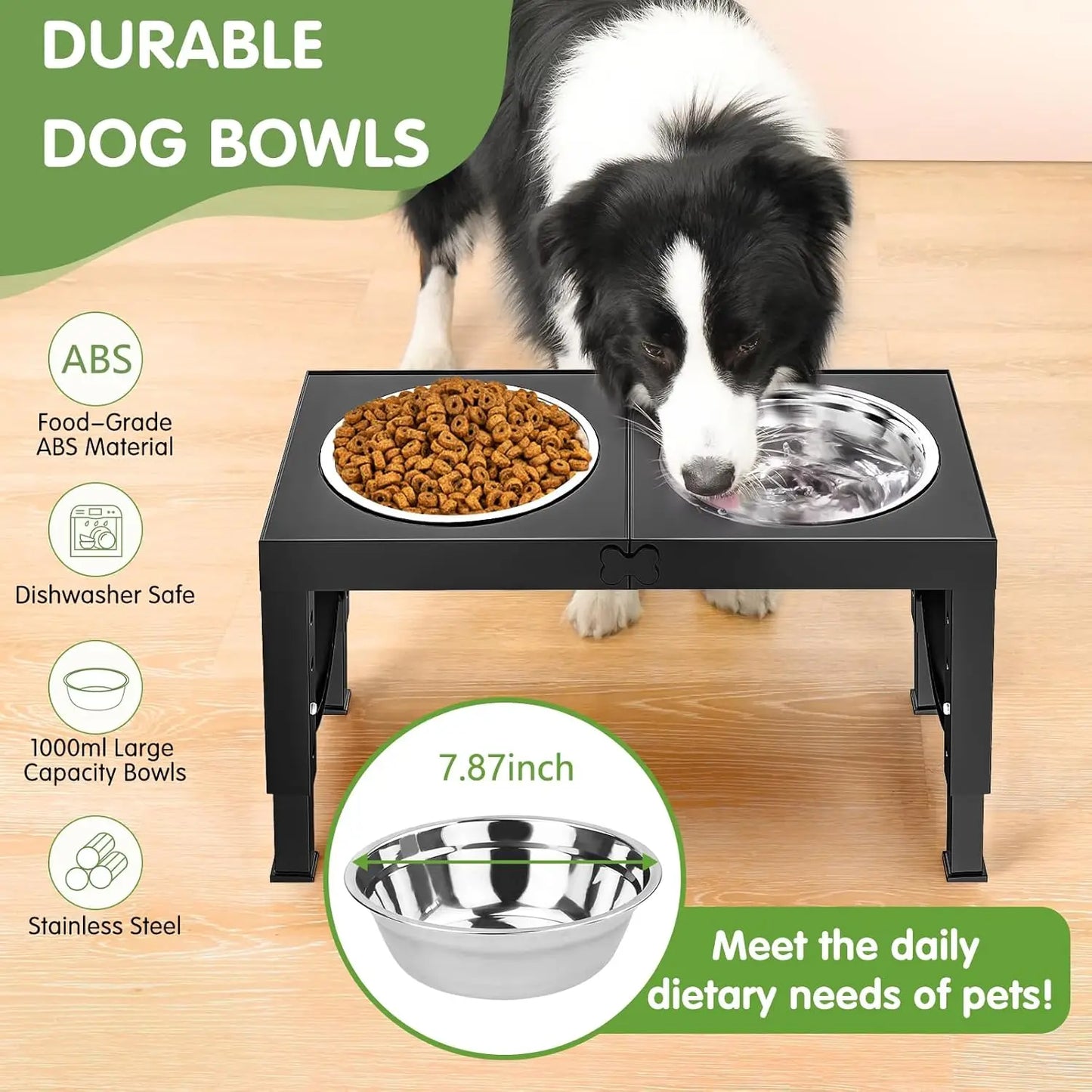 Dog Bowl Holder | Elevated Pet Feeder Stand | Anti-Slip Fashion Design | Durable & Easy Clean | for Medium-Large Dogs