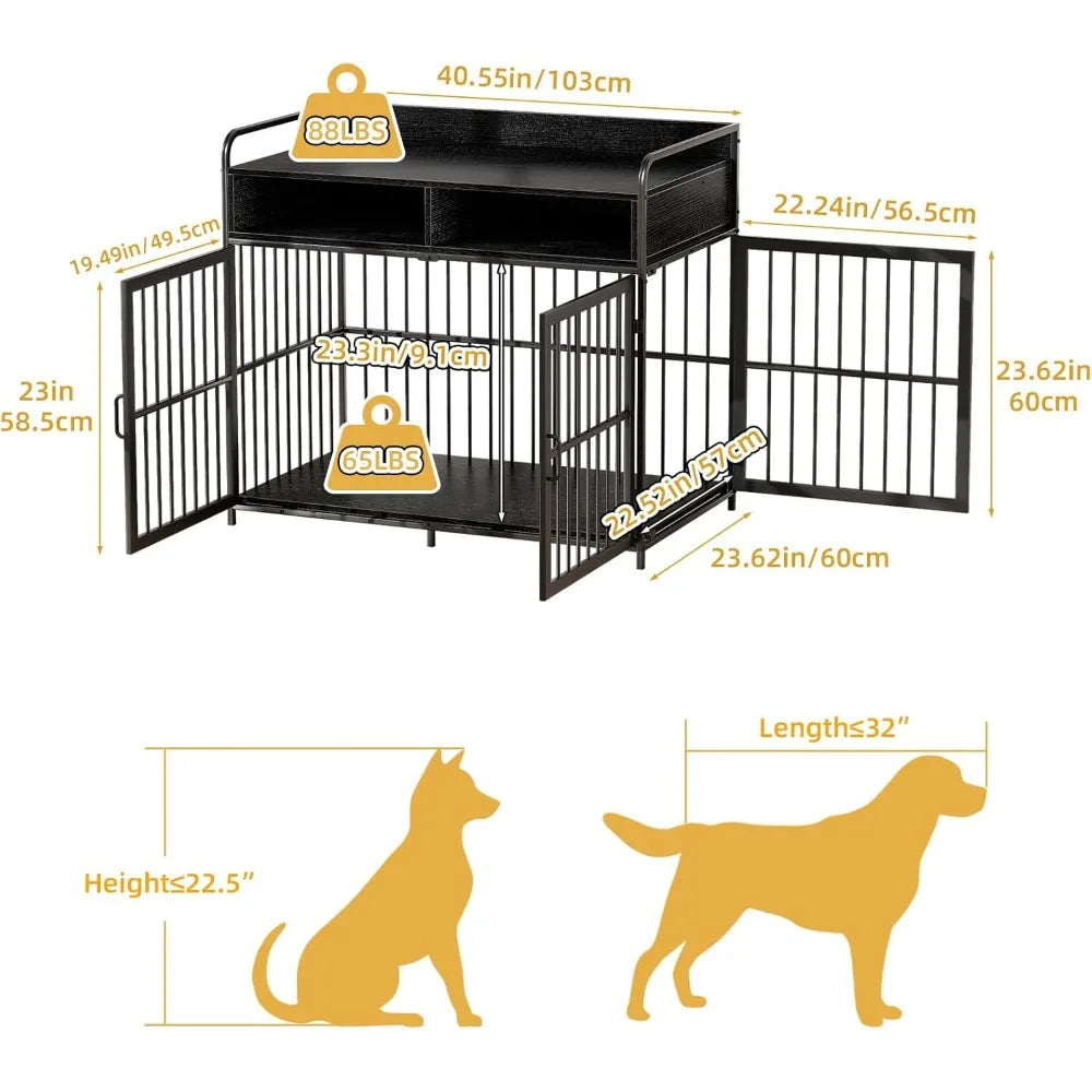 Large Furniture Dog Crate Indoor Kennel Wood Cage Table with Drawers for Large Dogs
