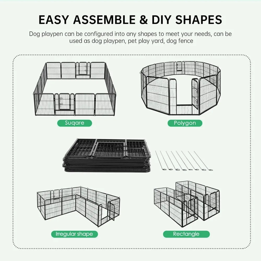 Dog Playpen Indoor 40 Inch 16 Panels Metal Dog Pen Pet Fence Outdoor Exercise Pen with Doors Puppy Playpen for RV Camping