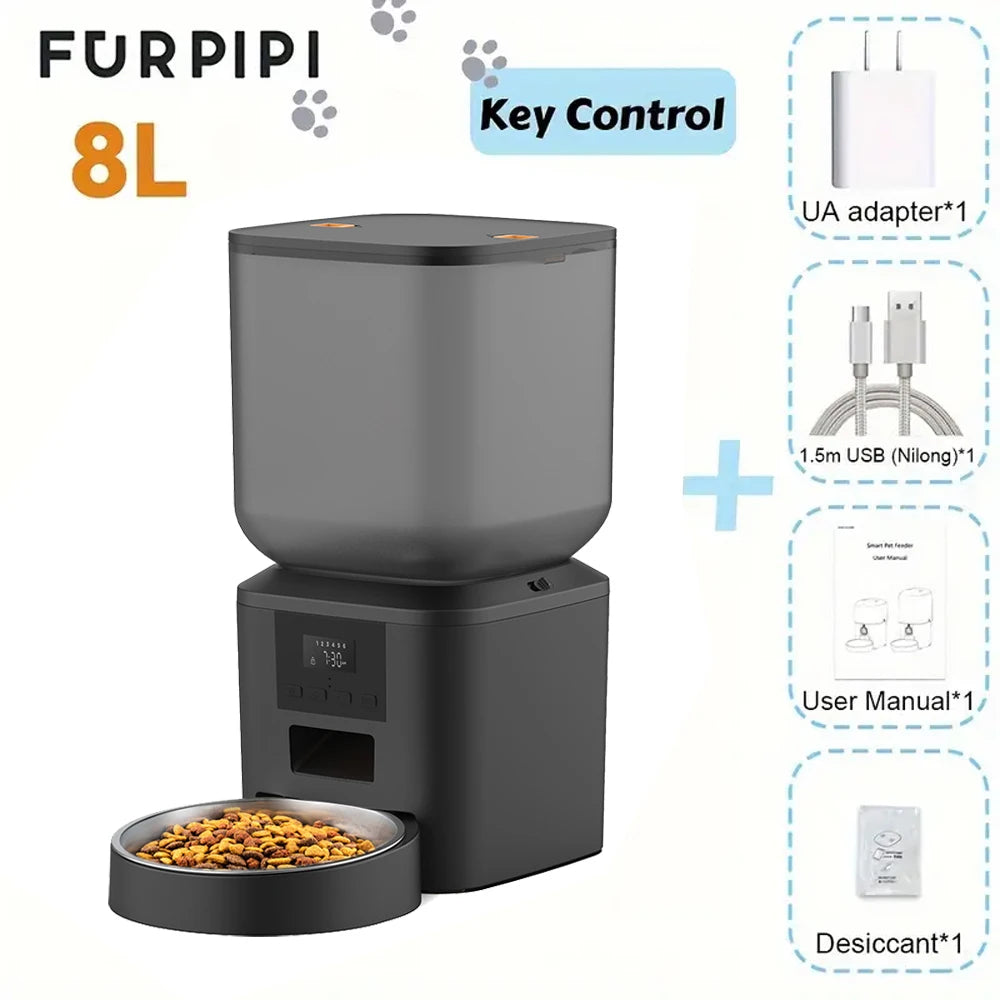 270.51oz Automatic Dog Feeder with Key Control Furpipi User-Friendly Time Setting Food Feeder Dispenser for Dog and Cat