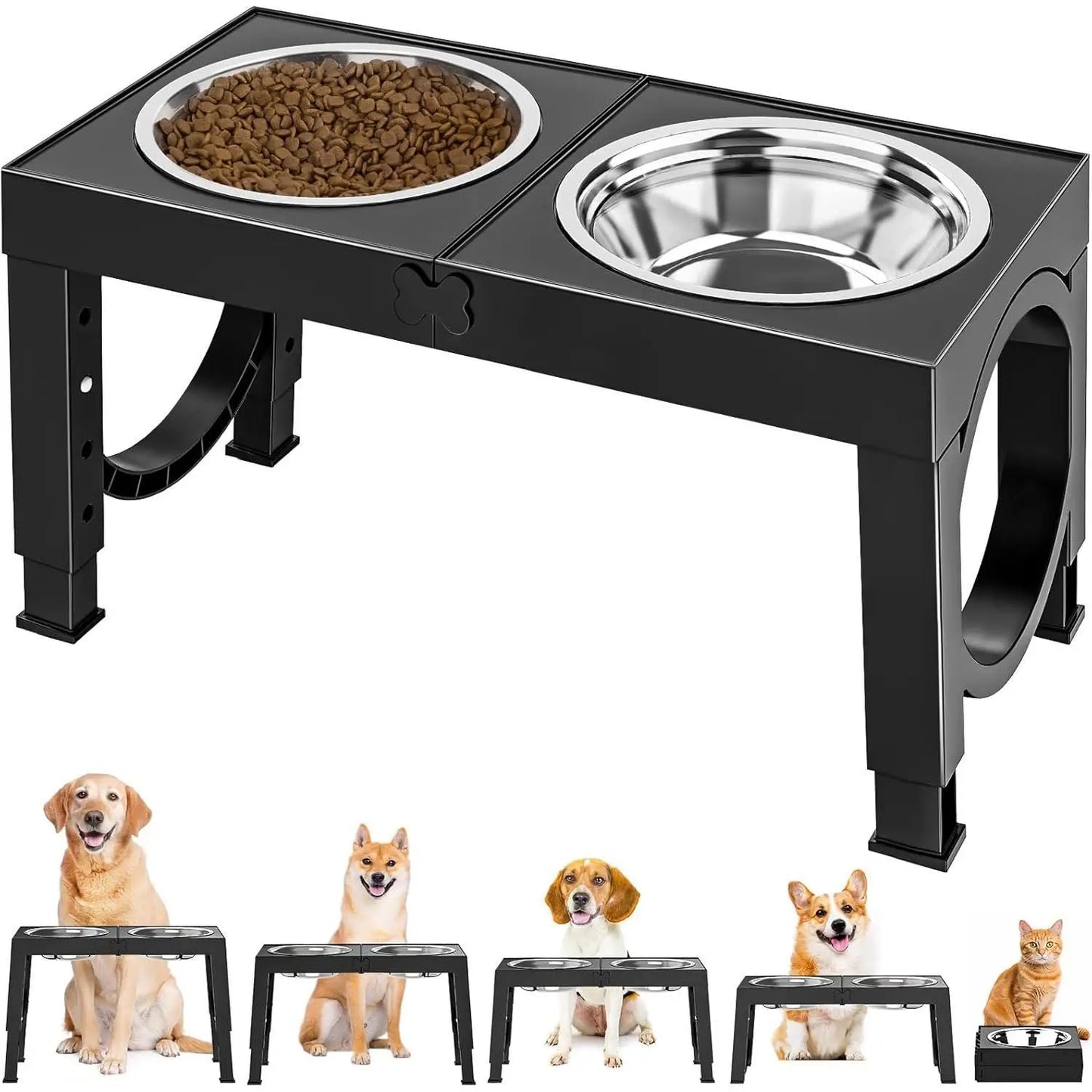 Dog Bowl Holder | Elevated Pet Feeder Stand | Anti-Slip Fashion Design | Durable & Easy Clean | for Medium-Large Dogs