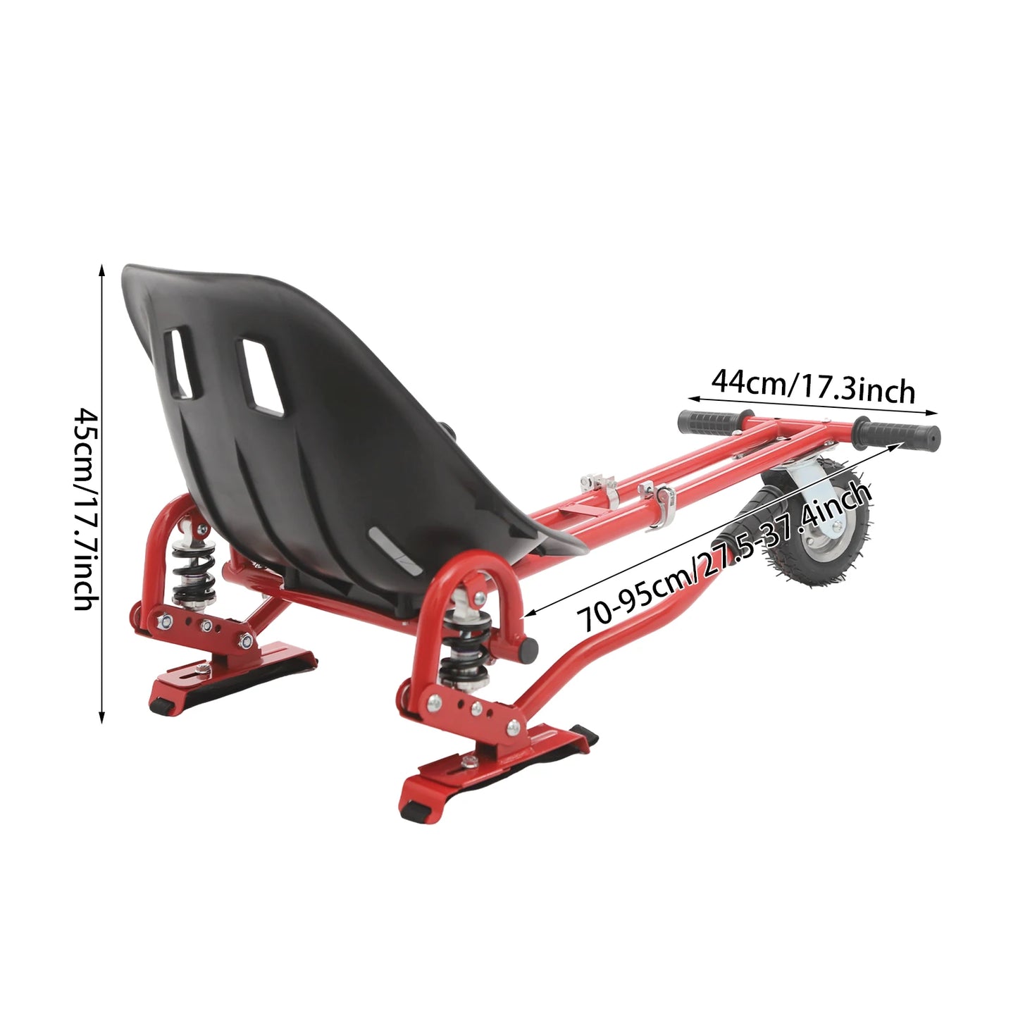 Flexible Balancing Scooter Seat Attachment with Wheel Adjustable Frame Length 27.5-37.4In Hoverboard Seat Load 220 lbs