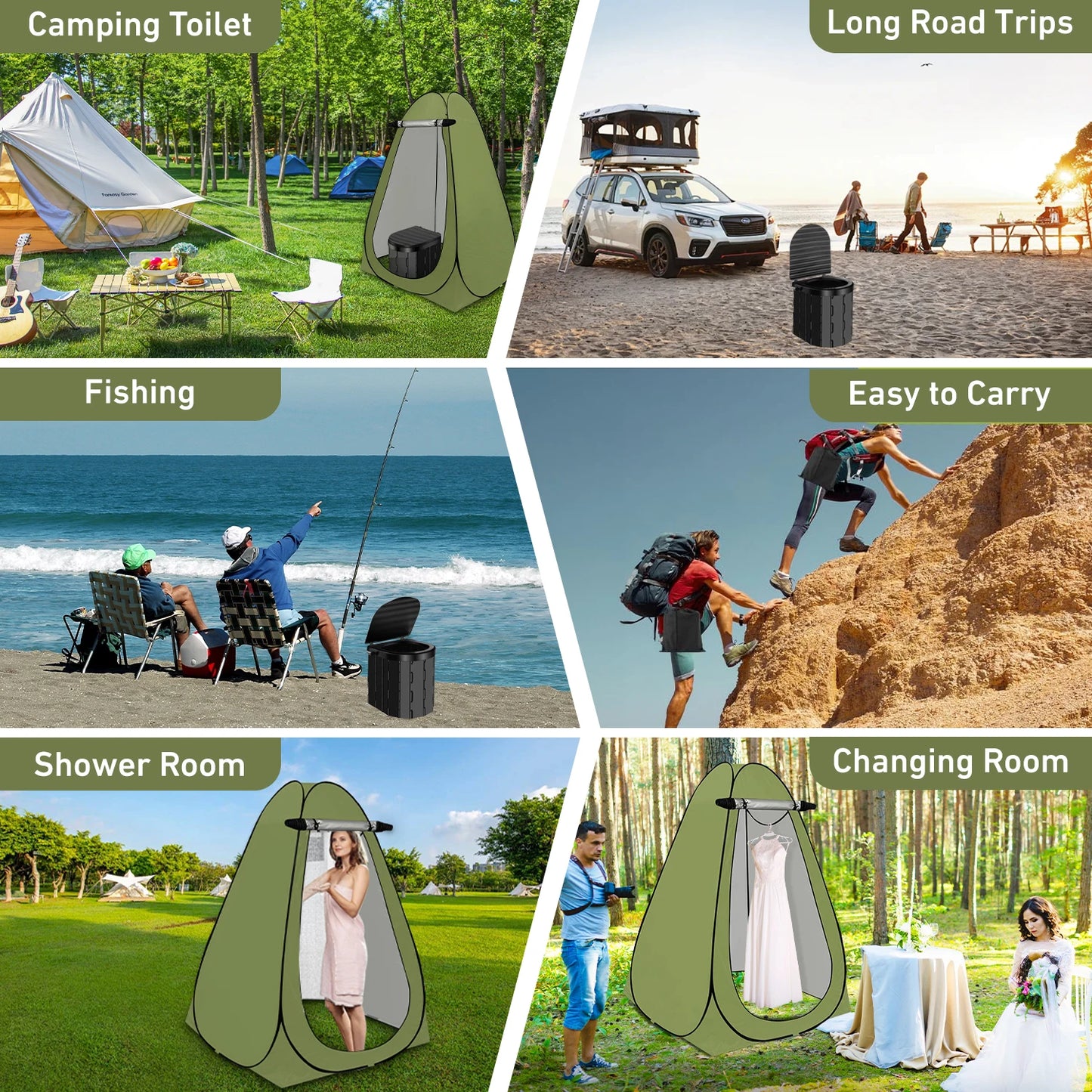 Camping Toilet with 1.5m Pop Up Privacy Tent For Adults