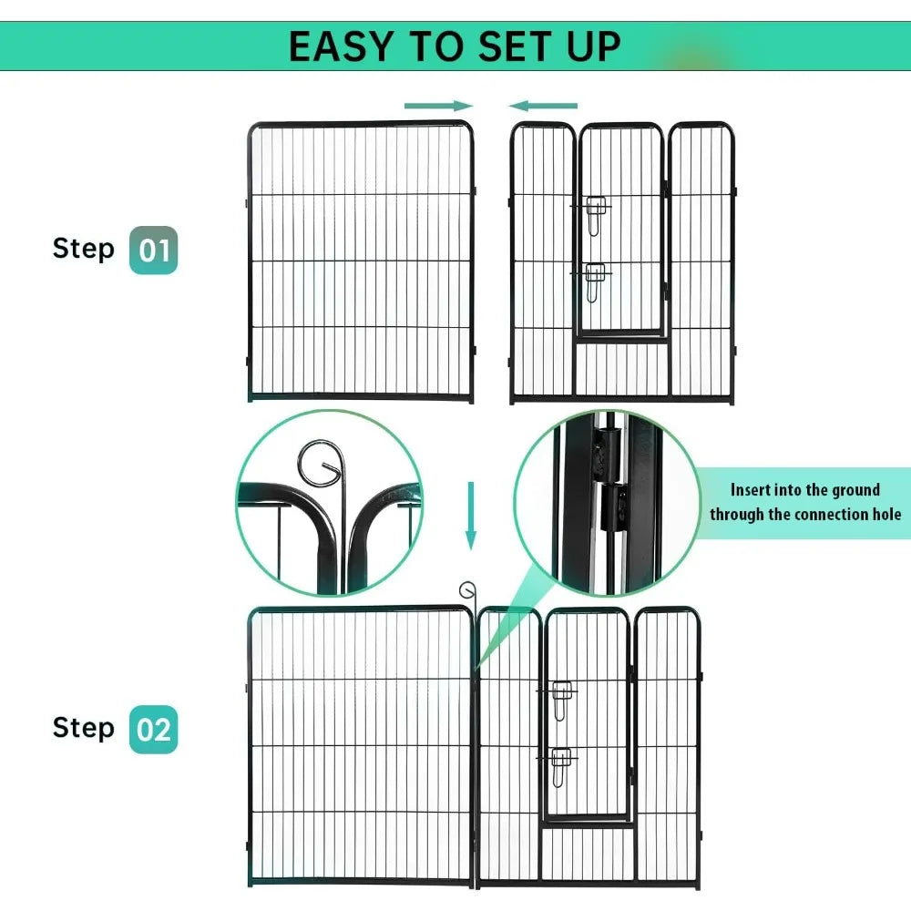 Dog Playpen Indoor 40 Inch 16 Panels Metal Dog Pen Pet Fence Outdoor Exercise Pen with Doors Puppy Playpen for RV Camping