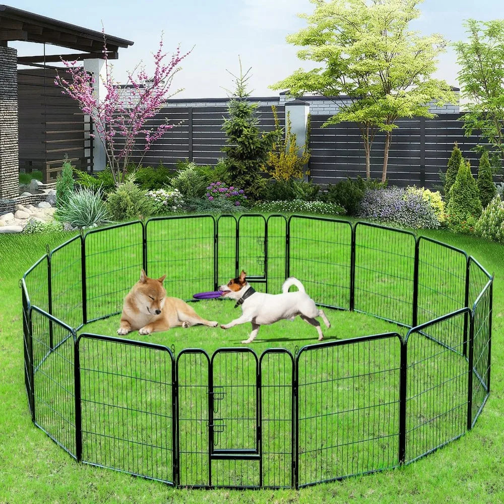 Dog Playpen Indoor 40 Inch 16 Panels Metal Dog Pen Pet Fence Outdoor Exercise Pen with Doors Puppy Playpen for RV Camping