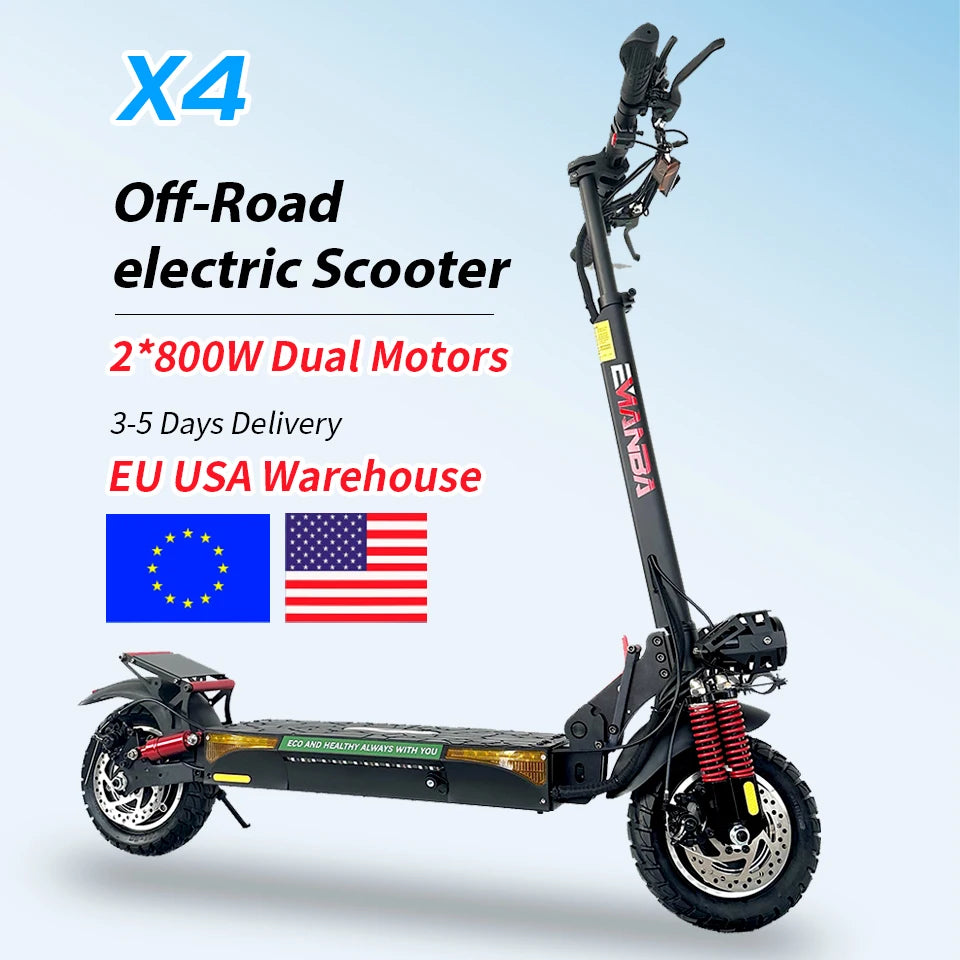 EMANBA X4 EU USA In Stock 2*800W Powerful Dual Motors Electric Kick Scooter 10Inch Off Road Tire E Scooter 50-60km