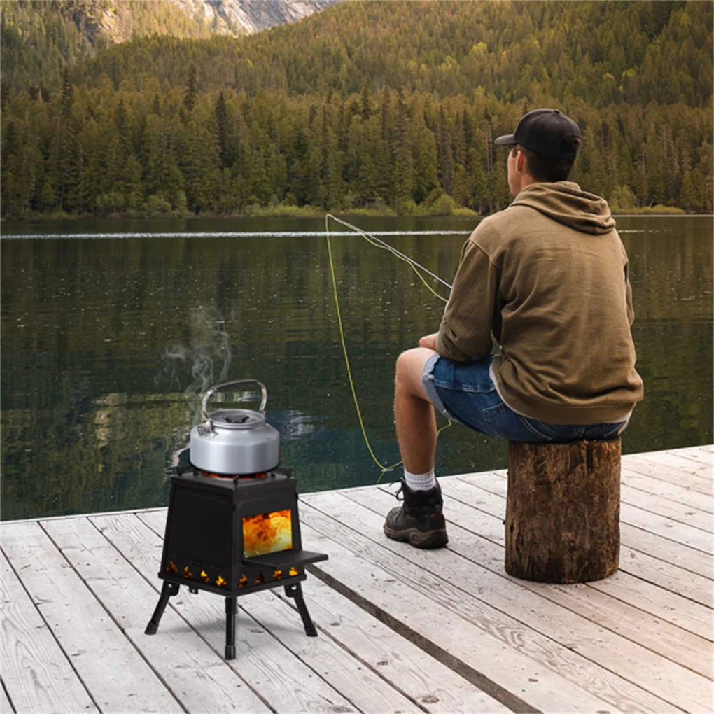 Portable Windproof Outdoor Fire Wood Heater with Burner Stove Bin