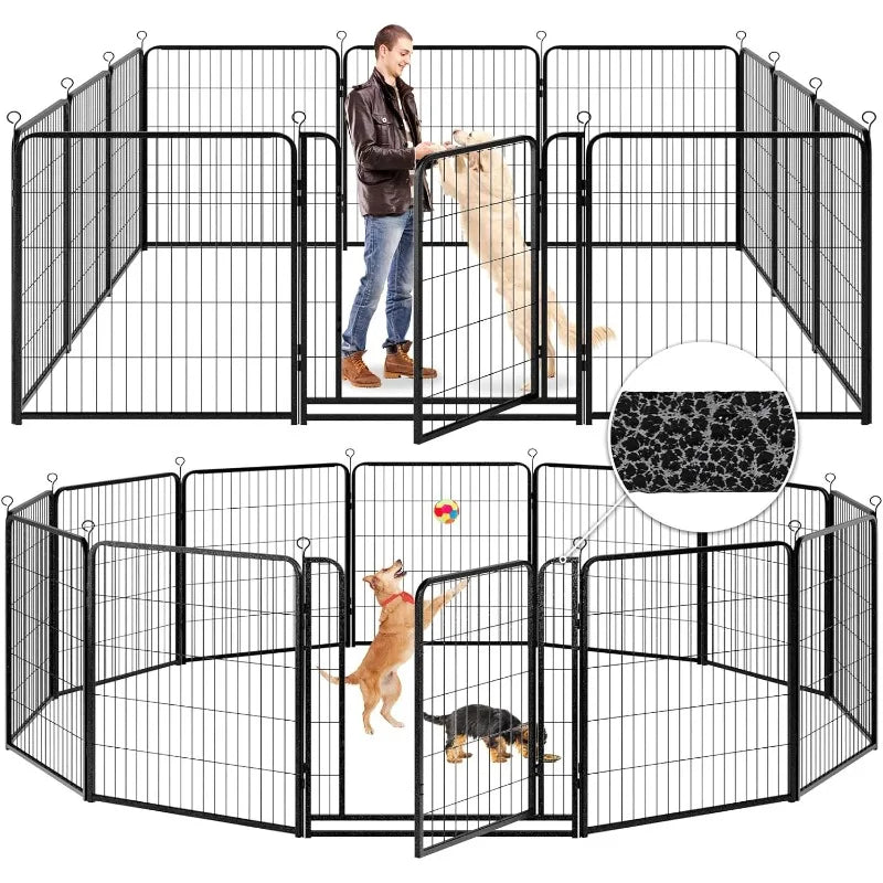 Dog Playpen Outdoor Extra Wide 12 Panels Heavy Duty Anti Rust Coating Strengthened Dog Fence 40 Inch Height with Doors Portable