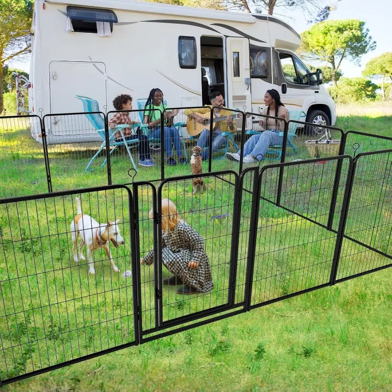 Dog Playpen Outdoor Extra Wide 12 Panels Heavy Duty Anti Rust Coating Strengthened Dog Fence 40 Inch Height with Doors Portable