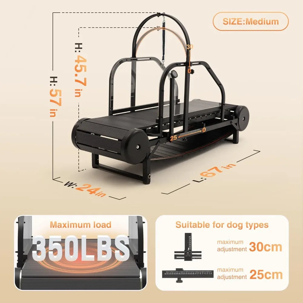 Dog Treadmill for Medium and Large Dogs Adjustable Ramp Canine Running Slatmill with Pedometer for Exercise and Health
