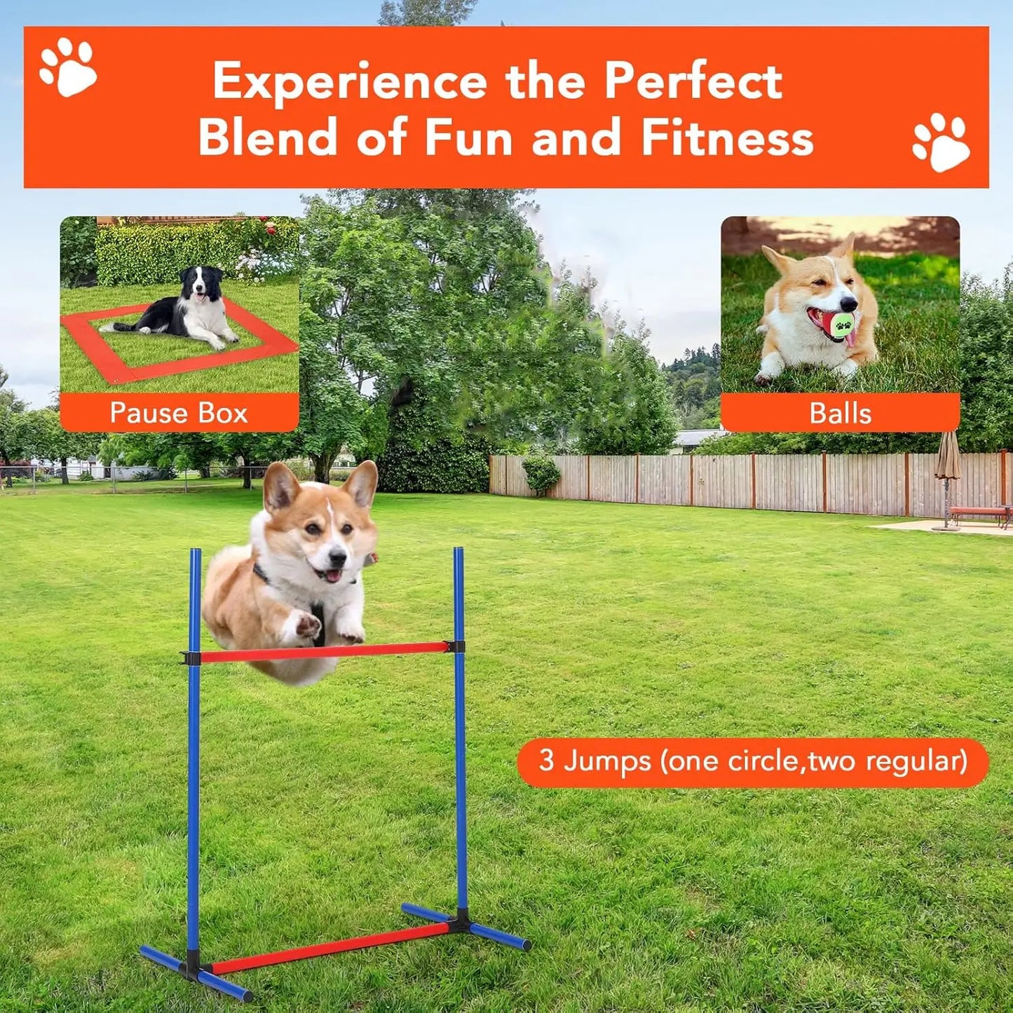 87 Pcs Dog Agile Training Equipment Set Obstacle Course Kit with 70 Inch Tunnel Tire Jump Hurdle Jump and Weave Poles for Outdoor Game