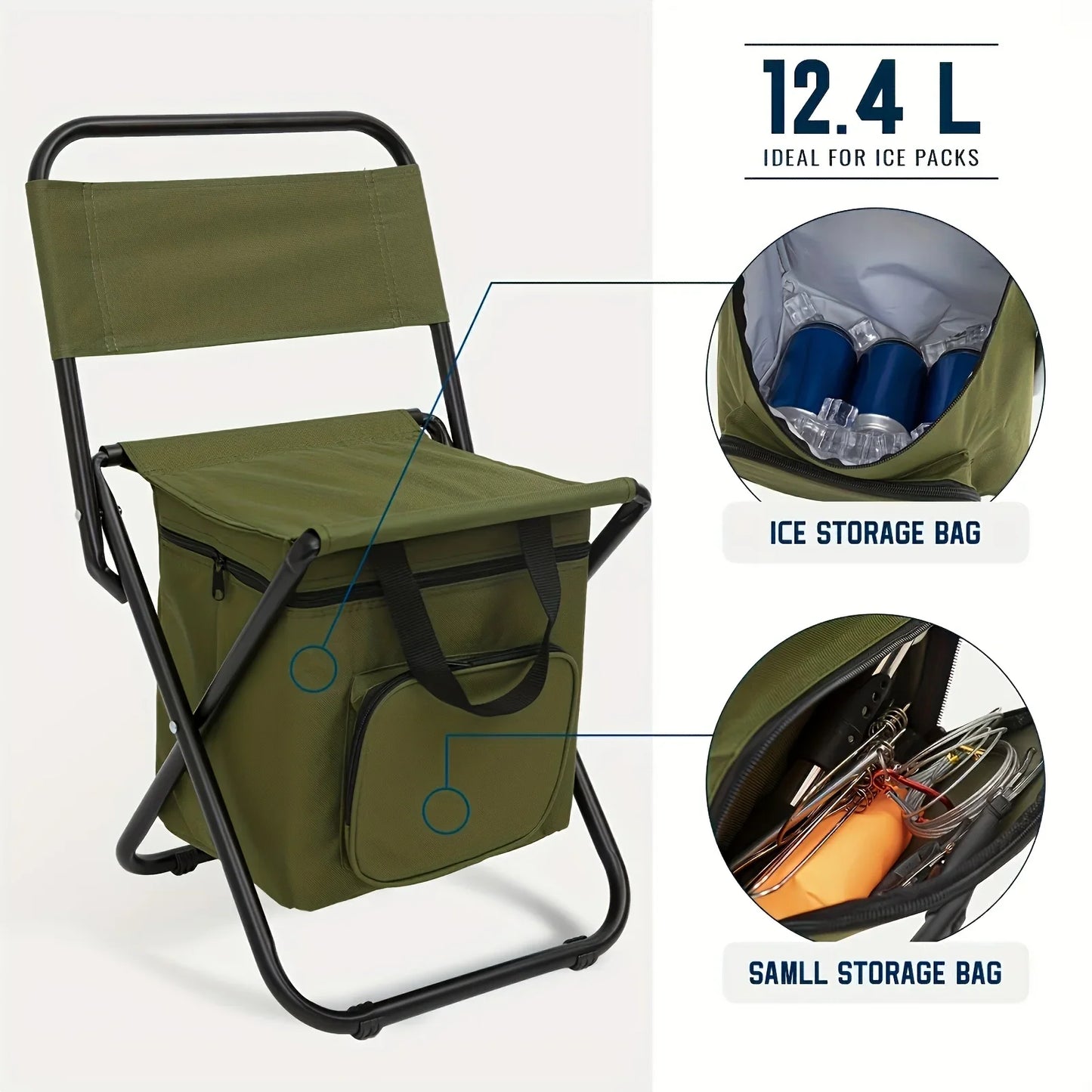 FUNDANGO Small Fishing Chair Lightweight Foldable 265 lbs Capacity