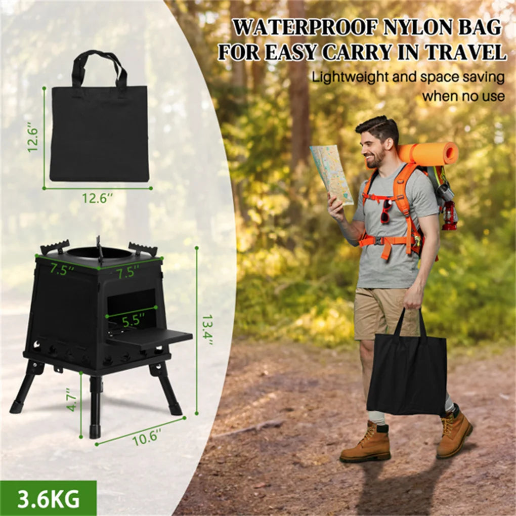 Portable Windproof Outdoor Fire Wood Heater with Burner Stove Bin