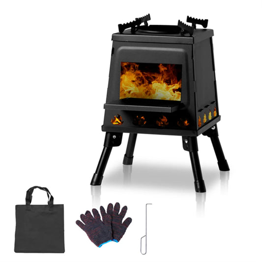 Portable Windproof Outdoor Fire Wood Heater with Burner Stove Bin