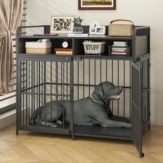Large Furniture Dog Crate Indoor Kennel Wood Cage Table with Drawers for Large Dogs