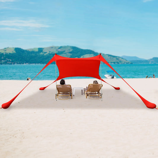 Red 2m * 1.6m Beach Elastic Sunshade Outdoor Tent for Beach Camping For 2-3 People For Beach Camping Fishing Backyard Picnic
