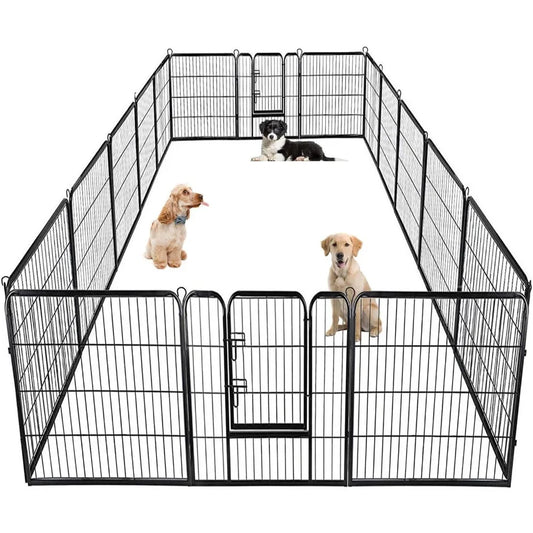Dog Playpen Indoor 40 Inch 16 Panels Metal Dog Pen Pet Fence Outdoor Exercise Pen with Doors Puppy Playpen for RV Camping