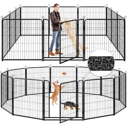 Dog Playpen Outdoor Extra Wide 12 Panels Heavy Duty Anti Rust Coating Strengthened Dog Fence 40 Inch Height with Doors Portable